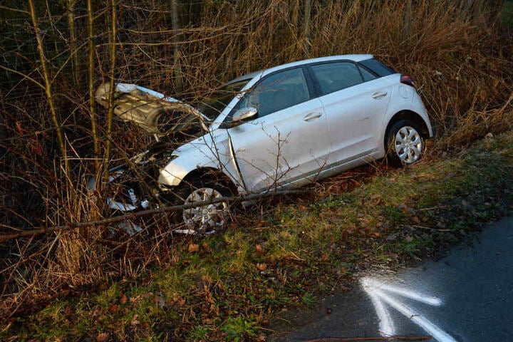 Der Hyundai schleuderte in den Graben.
