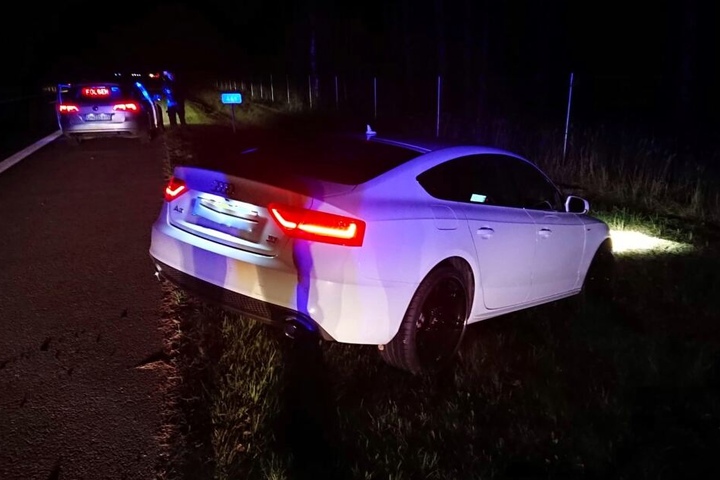 Der Audi A5, nachdem ihn der Nagelgurt stoppen konnte!