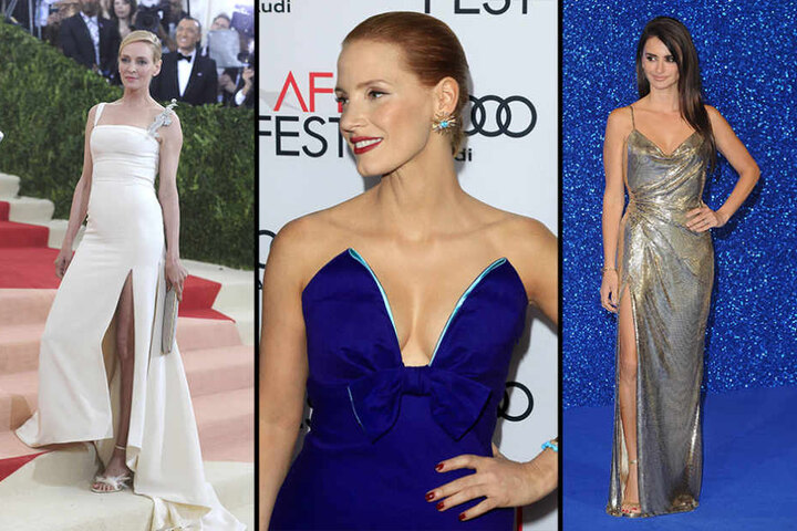Uma Thurman, Jessica Chastain und Penélope Cruz (v.l.n.r.)
