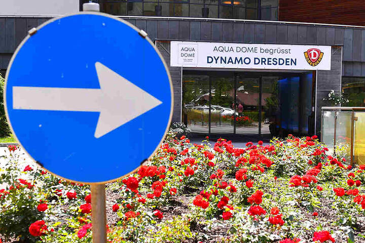 Da geht's lang! Der mit Blumen verschönte Eingang zu Dynamos Team-Hotel.