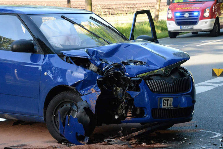 Das Bike krachte an der Beifahrerseite mit dem Skoda Fabia zusammen.