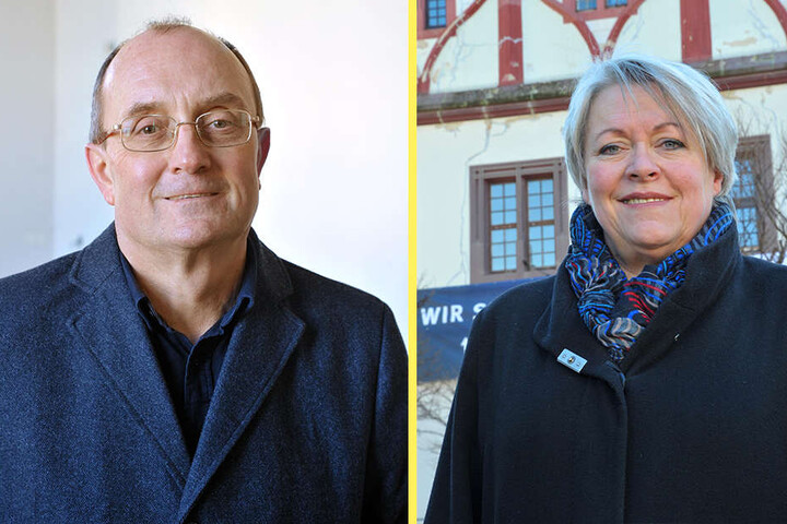 Wolfgang Hertrampf (60, F.l.) fungiert bei der Gewandhaussanierung als Projektsteuerer. In die Sanierung auch mit involviert: Steffi Haupt (61, F.r.), die Leiterin der Unteren Denkmalschutzbehörde.
