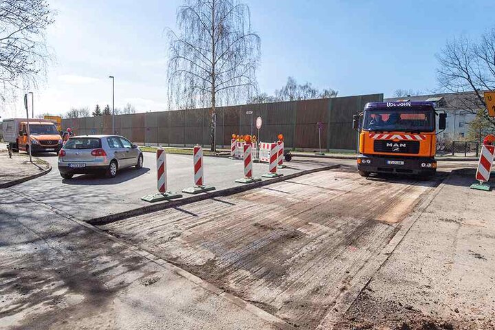 Verwirrend: Baustelle am Ende des Südrings zur Zwickauer Straße.