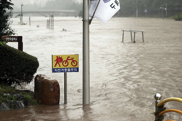 Taifun Danas hat auch Südkorea heimgesucht. Hier ein Foto aus Busan.