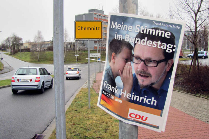 2009 holte Frank Heinrich (CDU) auch mithilfe dieser Wahlplakate das Chemnitzer Direktmandat für den Bundestag.
