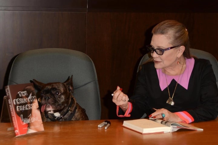 Erst am 28. November 2016 hatte Fisher in Los Angeles (mit ihrem Hund Gary) ihre Autobiografie vorgestellt.