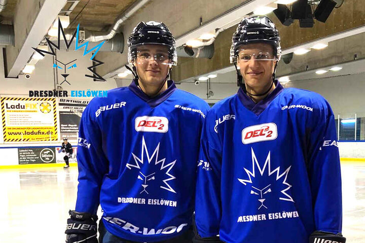 Arne Uplegger (l.) und Dominik Grafenthin Seite an Seite beim Eis-Training