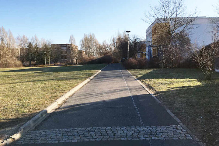 Die Fußgängerzone am Ende der Sackgasse, rechts die beiden Kitas. Rücksichtslose Autofahrer versuchen über diesen Weg stadteinwärts zu fahren.