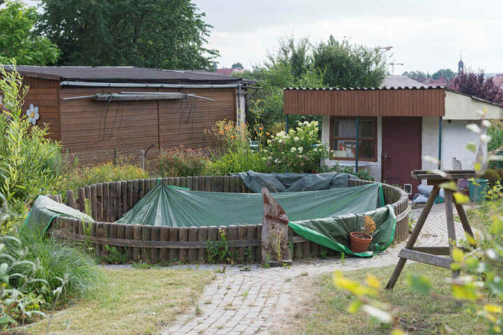 Einfach futsch! Vom stolzen, 5,5 Meter großen, halb eingegrabenen Stahlwandpool ließen die Ganoven nur die Holzverkleidung zurück.