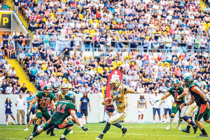 Trenton Norvell war einfach nicht zu halten. Der Dresdner Quarterback zeigte eine glänzende Vorstellung.