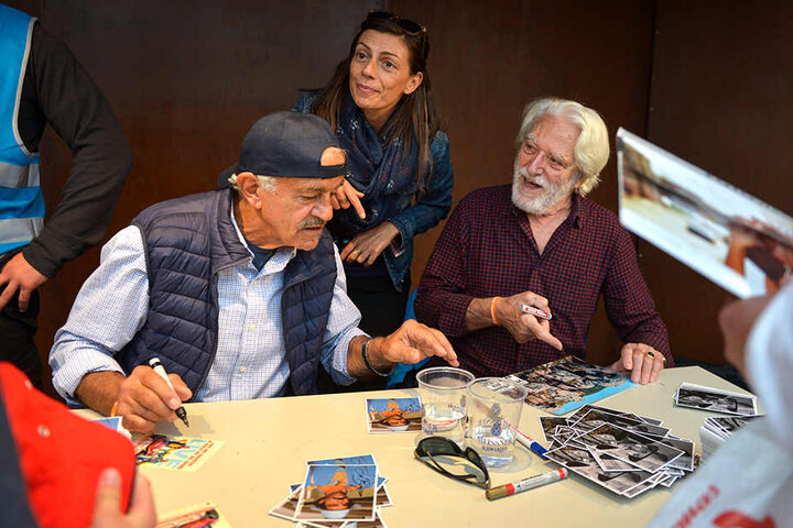 Stars des Italo-Westerns: Bud Spencers "Prügelknabe" Riccardo Pizzuti (84, r.) mit Kollege Sal Borgese (81, l.).