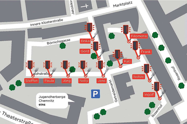 Im Internet ist eine Karte des Getreidemarktes zu sehen, mit der
Chemnitzer über den Lichtton abstimmen können.