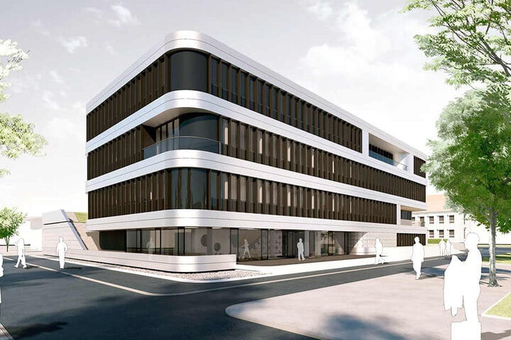 Dieses neue Gebäude für das Nationale Centrum für Tumorerkrankung (NCT)
entsteht derzeit an der Uni-Klinik.