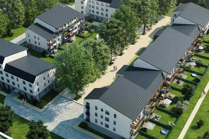 Der Bauabschnitt der Columbus Dresden GmbH beinhaltet vier Häuser.