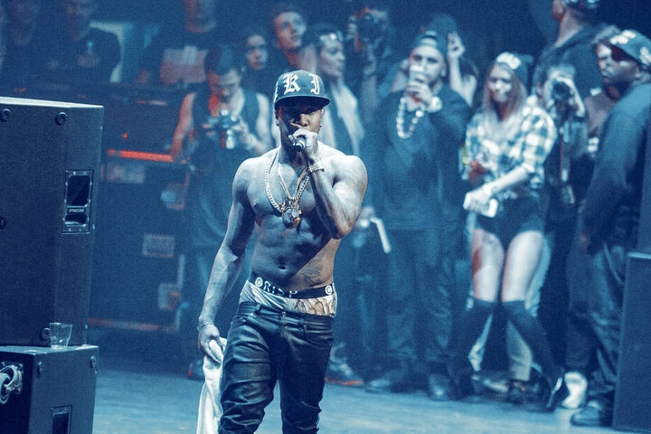 Der US-amerikanische Rapper Tyga bei einem Auftritt in Moskau. (Archivbild)