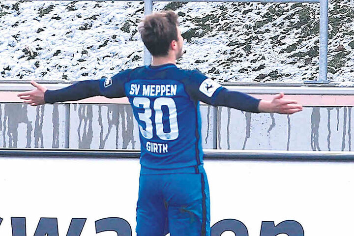 Wie schon im Hinspiel konnte Meppens Benjamin Girth jubeln.