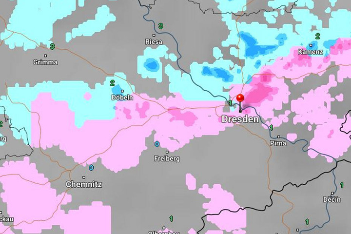 Am Montagmorgen kam es rund um Dresden zu Schnee und Regen.