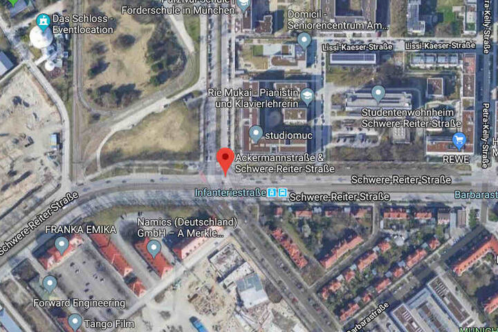 Das kleine Mädchen wurde im Bereich Ackermannstraße/Schwere-Reiter-Straße entdeckt.