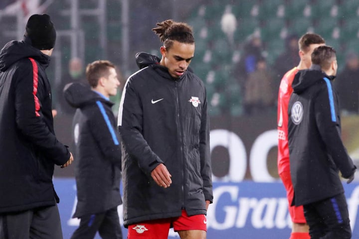 Hängender Kopf bei Yussuf Poulsen. Der Angreifer war einer der Aktivposten in Wolfsburg, vergab zwei gute Chancen.