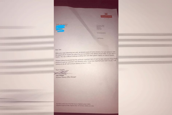 Die Royal Mail antwortete mit diesem Brief.