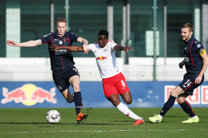 Winter-Neuzugang Amadou Haidara (M.) gelang sein erstes Tor im RB-Trikot.