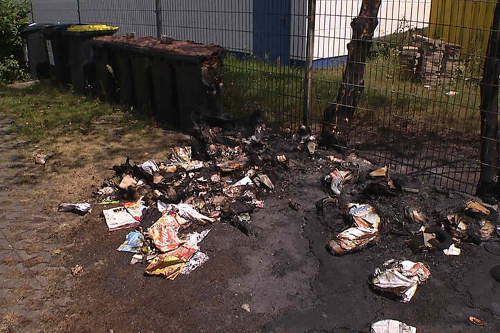 Im Wittenberger Feld brannten Papiercontainer.