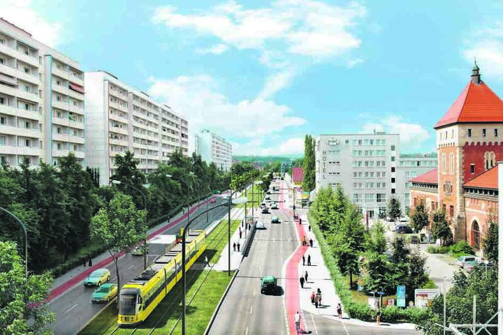 Laut einer ersten Vorplanung könnte die Trasse auf der Budapester Straße so
aussehen.