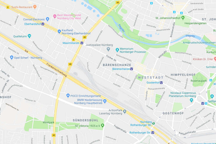 In der Fürther Straße in Nürnberg in Bayern wurde eine Frau mit einem Messer attackiert.