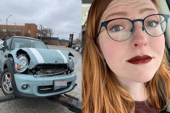 Der Mini kaputt, aber der Lippenstift sitzt. Besser hätte es für Taryn Elise nicht laufen können...