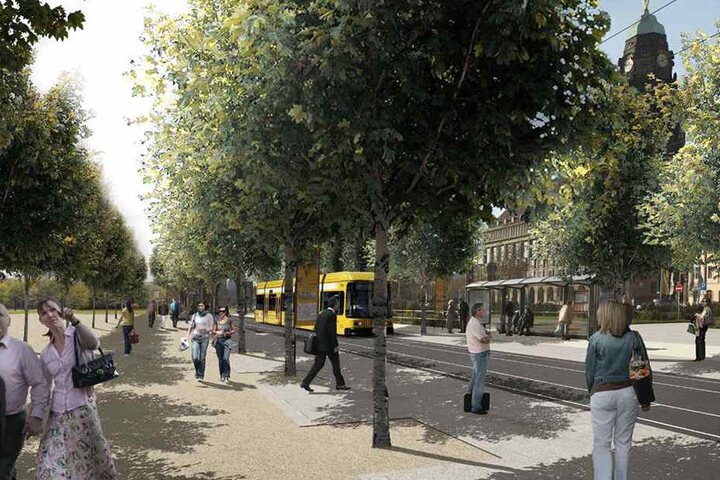 So soll der Promenadenring am Pirnaischen Platz aussehen. Wann gebaut werden kann, ist noch unklar.