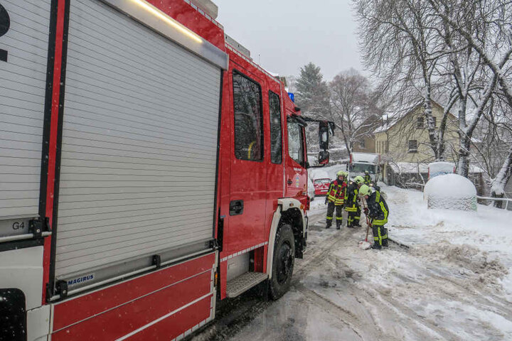 Die Feuerwehr zog den LKW wieder auf die Straße.
