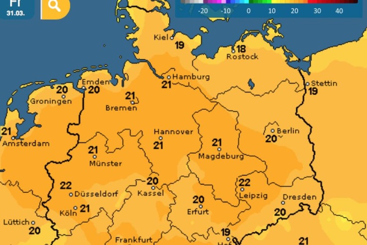 Die Wettervorhersage für Freitag, 31. März.
