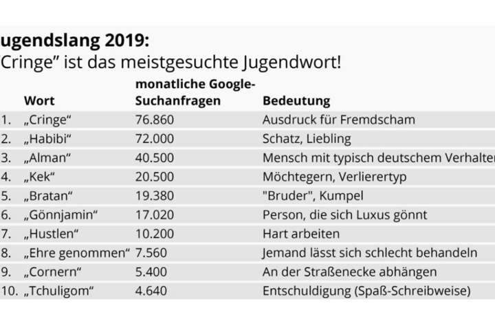 Die Tabelle zeigt die Top10 der Suchanfragen.