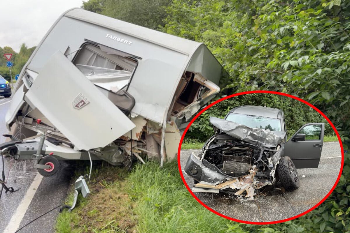 Dodge-zertr-mmert-Wohnwagen-Fahrer-schwer-verletzt