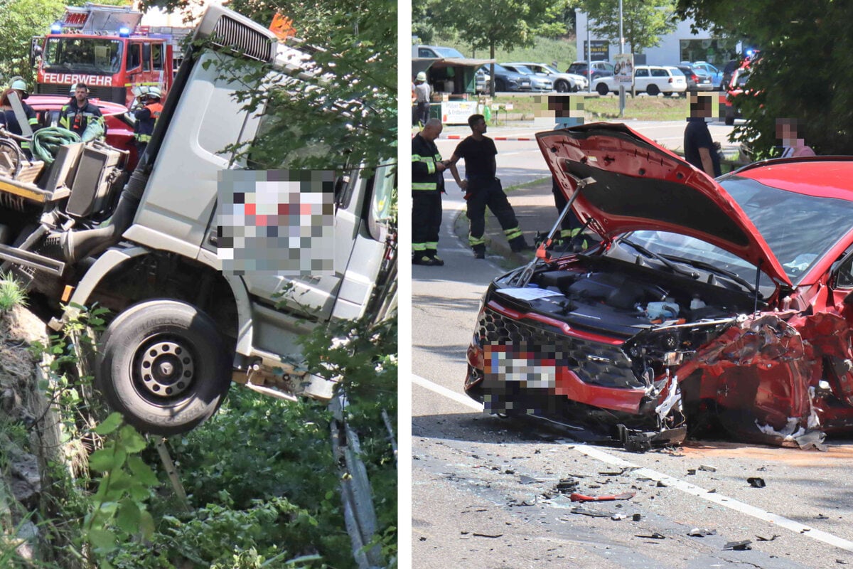 Frontal-Crash zwischen Lkw und Auto: Ein Verletzter