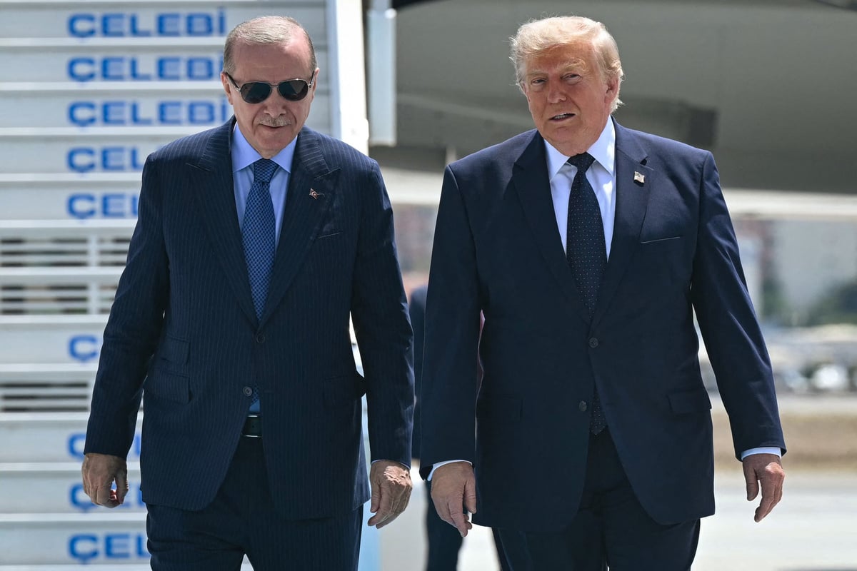 Trump greeted by Erdogan as he lands in Ankara for NATO summit