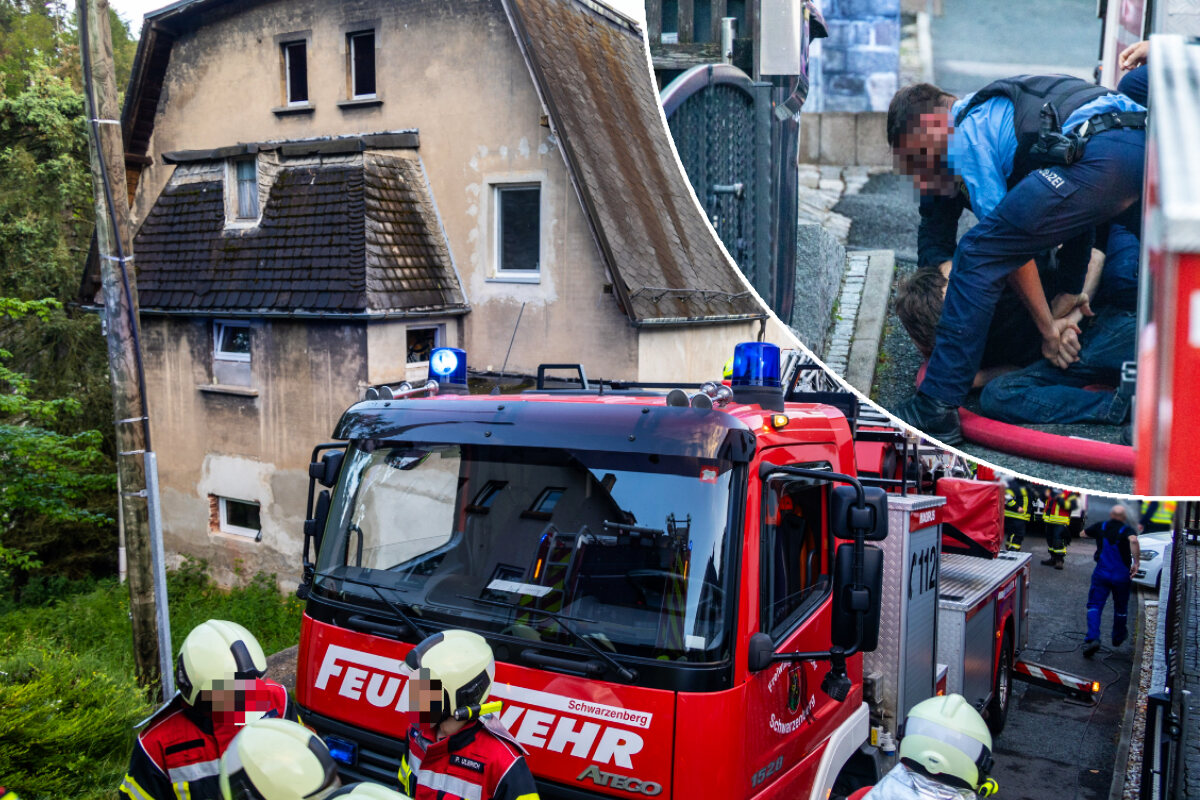 Nach Feuerwehreinsatz im Erzgebirge: Festnahme vor Ort