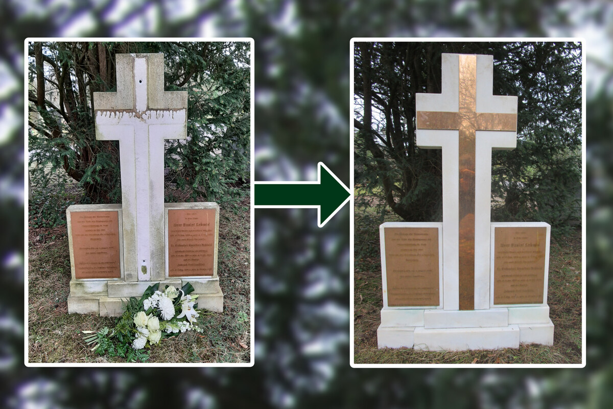 Nach Schändung des Grabmals: Kreuz des Leipziger Wundarztes erstrahlt in neuem Glanz