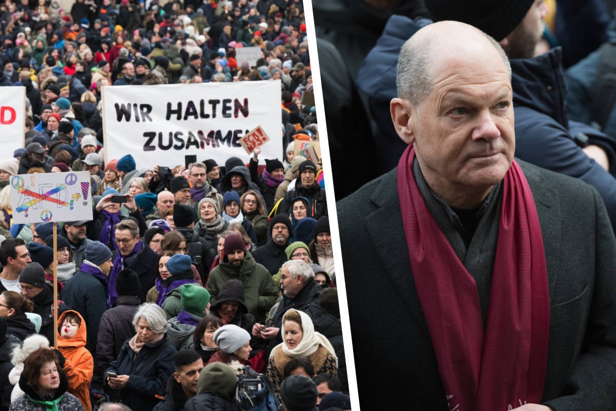 Kanzler Scholz Und Bundesau Enministerin Baerbock Bei Gro Er Demo In Potsdam Zeichen Gegen Rechts
