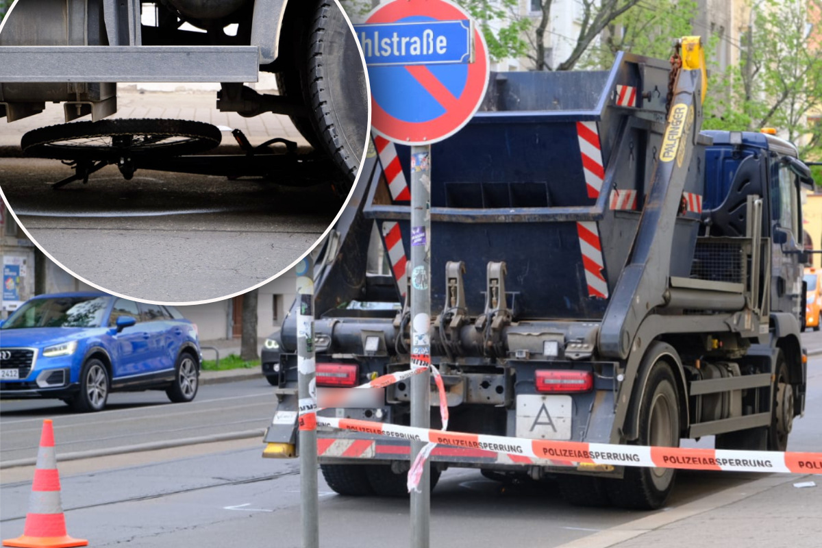 Schwerer Crash im Leipziger Osten: Müllauto erfasst Radfahrerin