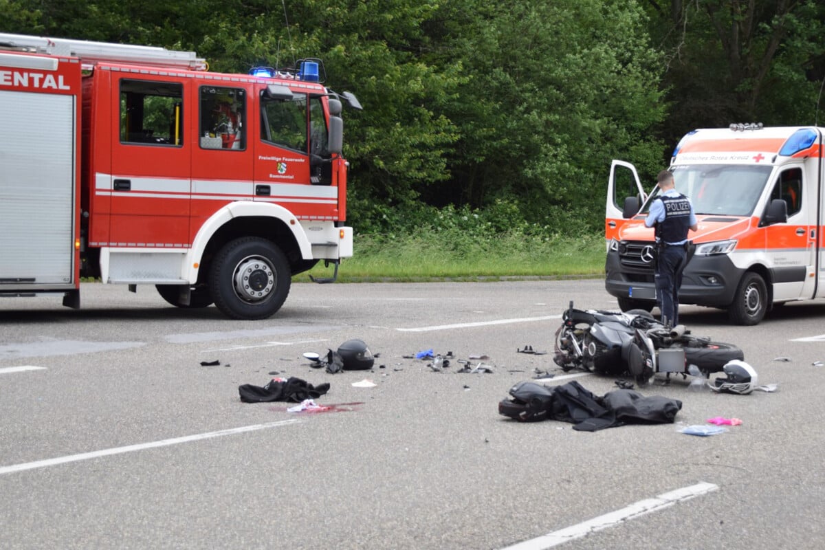 Motorrad übersehen: zwei Schwerverletzte bei Heidelberg