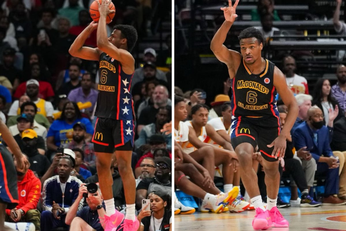 bronny james playing basketball