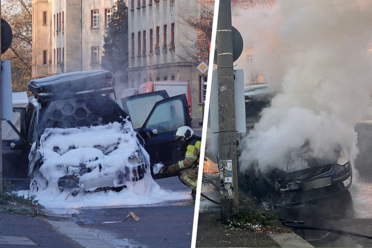 Brandstiftung in der Leipziger Vorstadt? Feuerwehr muss drei Fahrzeuge löschen