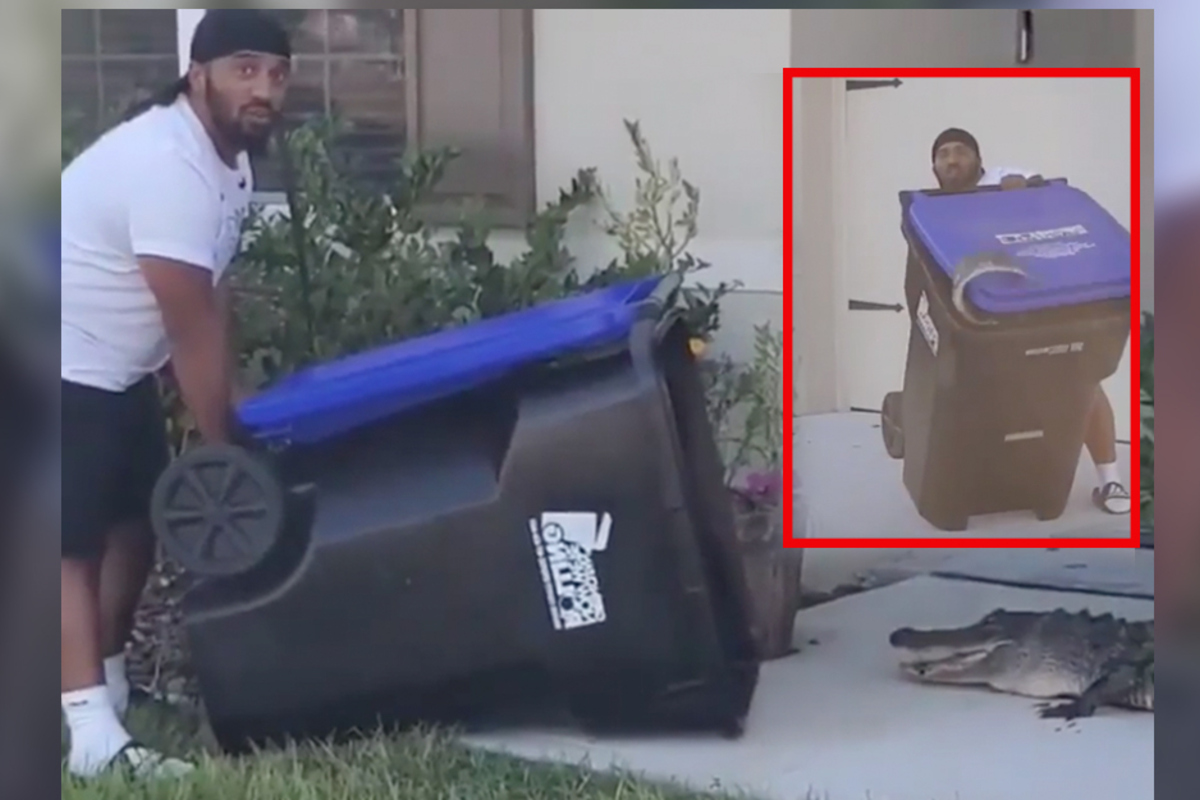 Florida man gets crafty with a trash can in efforts to fend off an