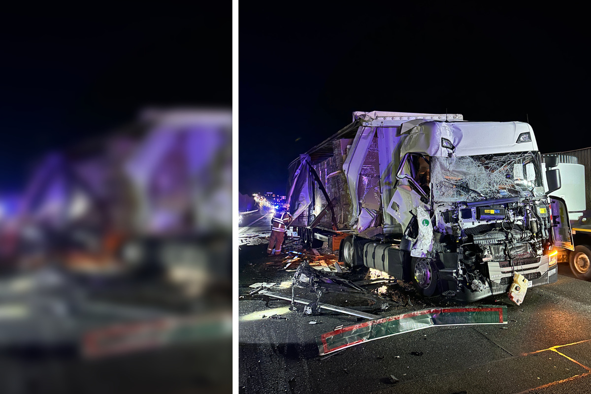 Lkw-Crash auf der A2: Fahrerkabine wird komplett zerstört!