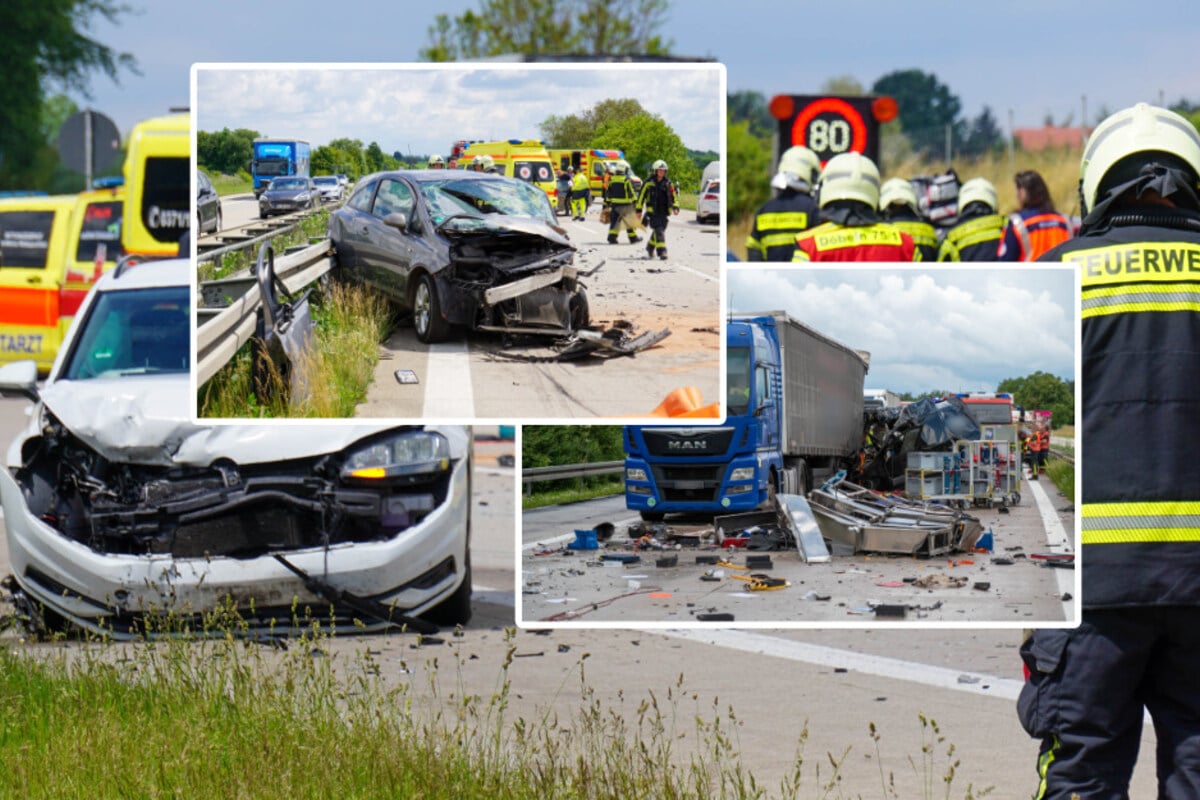 Heftiger A14-Unfall durch Geisterfahrerin: Toter bei Crash a