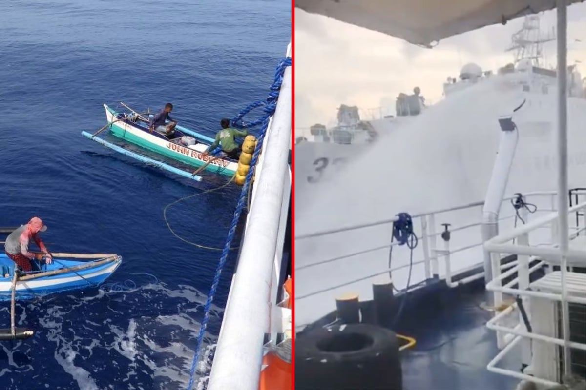 Chinese coastguard attack Filipino fishermen with water cannon in latest clash
