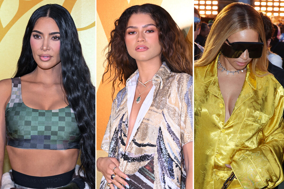 From Zendaya to Kim Kardashian and Rihanna: The celebrities on the front  row of Pharrell Williams's Louis Vuitton show