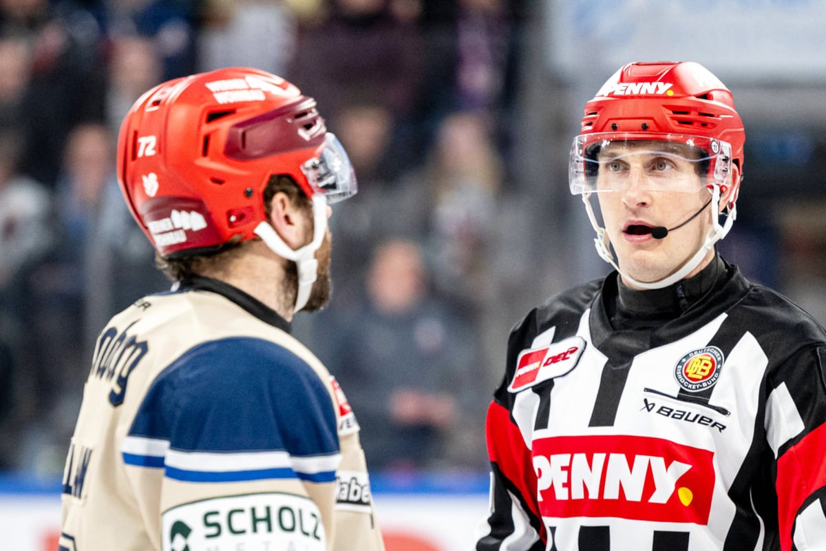 Eishockey: DEL-Schiedsrichter bekommt Puck ins Gesicht, dann schockiert ...