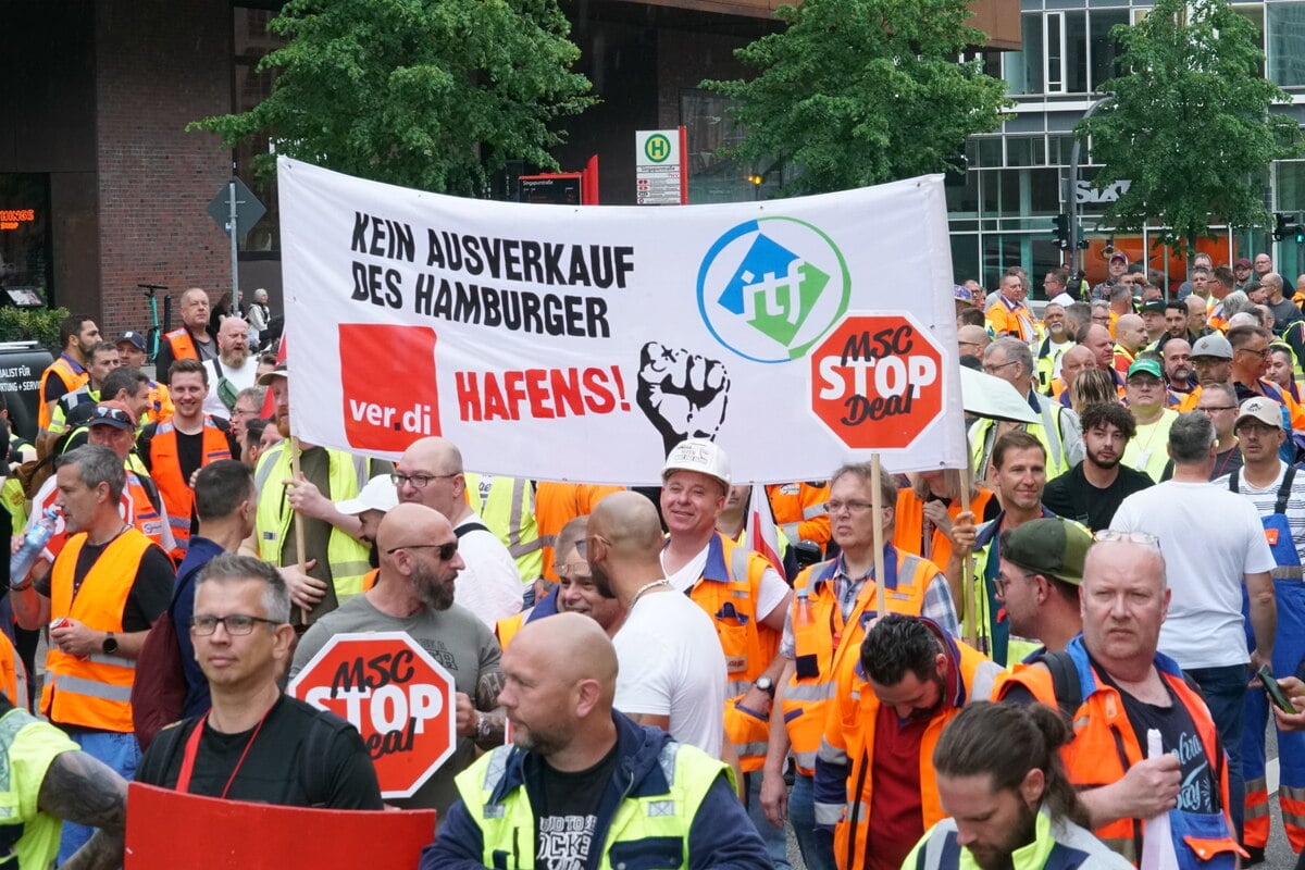 Warnstreik im Hamburger Hafen fortgesetzt: Gewerkschaft erwartet 2000 Teilnehmer